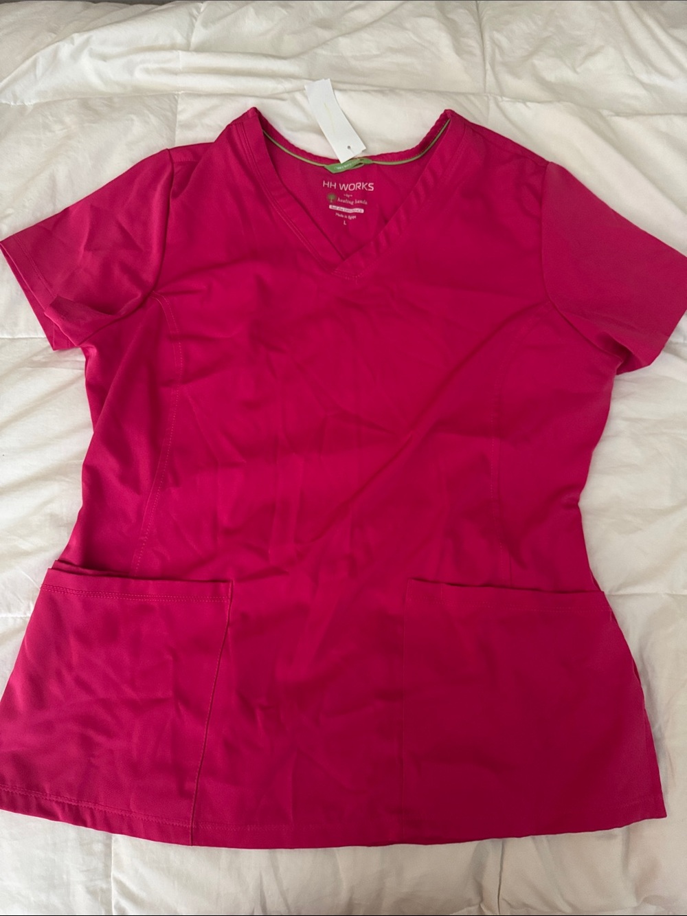 Women's V-Neck Scrub Top in Bright Pink Nurse/Doctor out fit